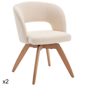 wohnli-moebel-suche-M26199369 Wohnli Möbelsuche - Set aus 2 Stühlen aus hellem Holz und beigem Bouclé-Stoff