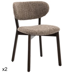 wohnli-moebel-suche-M26199385 Wohnli Möbelsuche - Set aus 2 Stühlen aus dunklem Holz und taupefarbenem