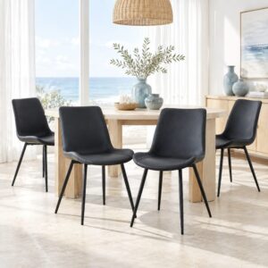 wohnli-moebel-suche-M26199966-1 4er-Set Esszimmerstühle aus Kunstleder schwarz 50x83x47cm PVC - Polyvinlychlorid Schwarz Hauss Spole Möbel Esszimmermöbel Stühle