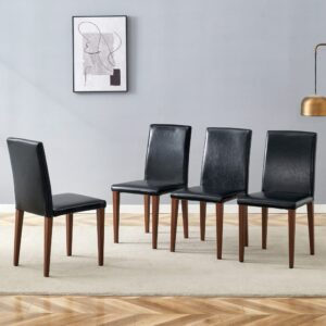 4er-Set Esszimmerstühle aus Kunstleder schwarz in Nussbaumoptik 41x90x47cm PVC - Polyvinlychlorid Schwarz Hauss Spole Möbel Esszimmermöbel Stühle