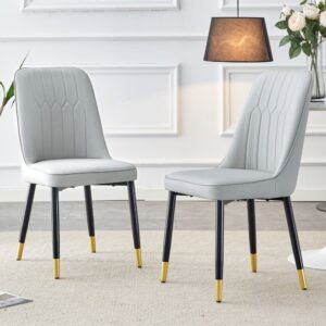 wohnli-moebel-suche-M26199973-1 2er-Set Essstühle aus Metall und Polyurethan in Hellgrau 43x89x42cm PVC - Polyvinlychlorid Grau Hauss Spole Möbel Esszimmermöbel Stühle