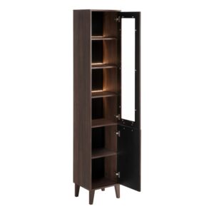 2-türiger Hochschrank dunkles Schichtpressplatten Holz 40x205x35cm Spanplatte Braun Petits meubles Möbel Badezimmermöbel Bad-Hochschränke