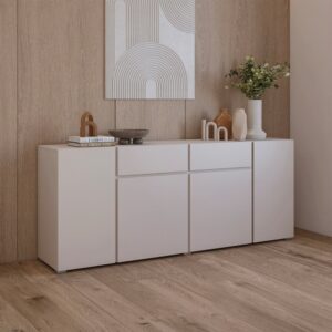 wohnli-moebel-suche-M26201341-1 Anrichte mit 4 Türen und 2 Schubladen Melaminbeschichtete Platten 195x78x40cm Spanplatte Beige Petits meubles Möbel Esszimmermöbel Sideboards, Highboards & niedrige Anrichten