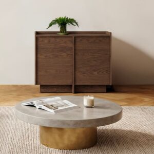 wohnli-moebel-suche-M26201351-1 2-türiges Sideboard Laminierte Platten Dunkles Holz 102x90x38cm Spanplatte Braun Petits meubles Möbel Esszimmermöbel Sideboards, Highboards & niedrige Anrichten