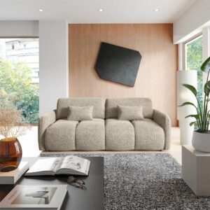 wohnli-moebel-suche-M26201365 Wohnli Möbelsuche - 3-Sitzer-Sofa mit Schlaffunktion Kiefernholz Beige meliert