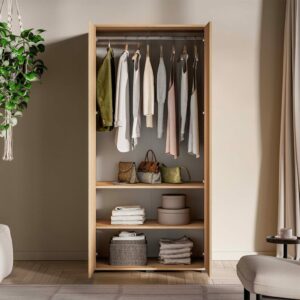 wohnli-moebel-suche-M26201370-1 2-türiger Kleiderschrank Melaminbeschichtete Platten Holz 92x190x52cm Spanplatte Braun Petits meubles Möbel Schlafzimmermöbel Schränke