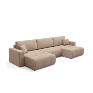 wohnli-moebel-suche-M26201393-1 5-Sitzer U-förmiges Schlafsofa Kiefernholz Beige 344x82x149cm Holz Beige Petits meubles Sofas und Sessel Sofas Ecksofas