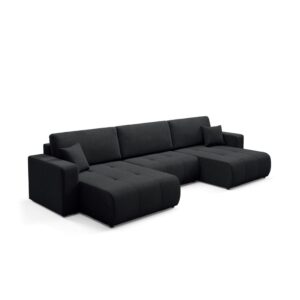 5-Sitzer U-Sofa verwandelbar Kiefernholz Schwarz 344x82x149cm Holz Schwarz Petits meubles Sofas und Sessel Sofas Ecksofas