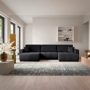 wohnli-moebel-suche-M26201399 Wohnli Möbelsuche - 5-Sitzer U-Sofa verwandelbar Kiefernholz Schwarz