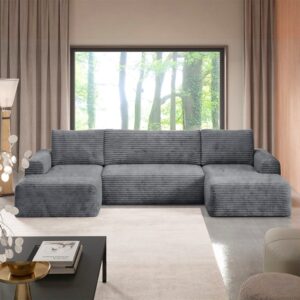 wohnli-moebel-suche-M26201400 Wohnli Möbelsuche - 5-Sitzer U-Form Schlafsofa Kiefernholz Dunkelgrau