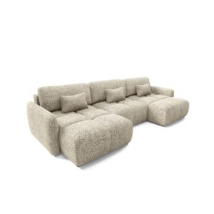 wohnli-moebel-suche-M26201401-1 5-Sitzer U-förmiges Schlafsofa Kiefernholz Beige meliert 340x95x165cm Holz Beige Petits meubles Sofas und Sessel Sofas Ecksofas