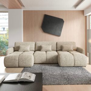 wohnli-moebel-suche-M26201401 Wohnli Möbelsuche - 5-Sitzer U-förmiges Schlafsofa Kiefernholz Beige meliert