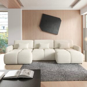 wohnli-moebel-suche-M26201409 Wohnli Möbelsuche - 5-Sitzer-U-Sofa mit Schlaffunktion Kiefernholz Cremefarben