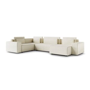 wohnli-moebel-suche-M26201411-1 5-Sitzer U-Sofa mit linker Ecke Kiefernholz Gebrochenes Weiß 378x85x236cm Holz Weiß Petits meubles Sofas und Sessel Sofas Ecksofas