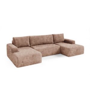 wohnli-moebel-suche-M26201417-1 5-Sitzer U-Form Schlafsofa Kiefernholz Hellbraun 345x92x163cm Holz Braun Petits meubles Sofas und Sessel Sofas Ecksofas