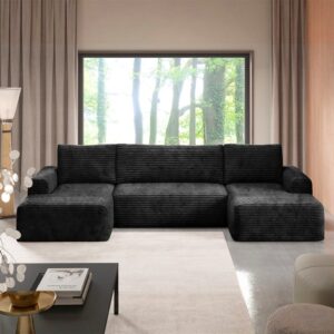 wohnli-moebel-suche-M26201421 Wohnli Möbelsuche - 5-Sitzer U-Form Schlafsofa Kiefernholz Schwarz