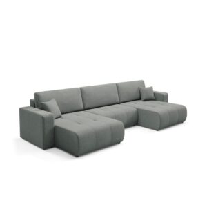 wohnli-moebel-suche-M26201428-1 5-Sitzer U-Sofa verwandelbar Kiefernholz Grau 344x82x149cm Holz Grau Petits meubles Sofas und Sessel Sofas Ecksofas