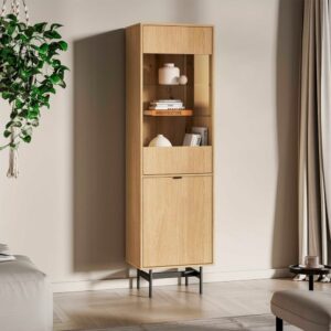 2-türige Vitrine Melaminbeschichtete Platten Holz 54x190x40cm Spanplatte Braun Petits meubles Möbel Esszimmermöbel Vitrine und Vitrinenschrank