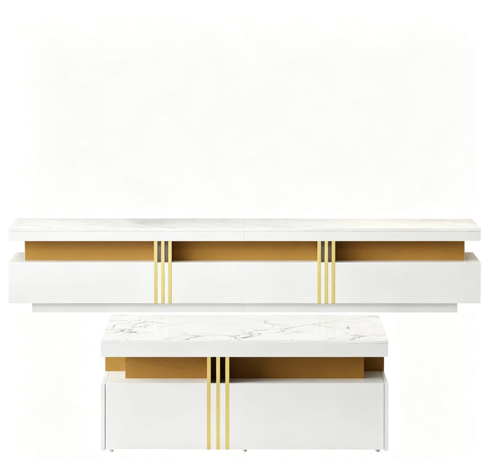 wohnli-moebel-suche-M26202083 Wohnli Möbelsuche - TV-Möbel-Set aus Spanplatte mit Marmor-Optik 200x40x42 cm