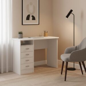wohnli-moebel-suche-M26202199-1 Schreibtisch Weiß Holzdekor 110x49x76h cm 110x76x49cm Holz Weiß Dmora Möbel Büromöbel Schreibtische