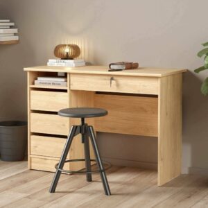 wohnli-moebel-suche-M26202200-1 Schreibtisch in Eichenholz Braun 109x49x76h cm 109x76x49cm Holz Braun Dmora Möbel Büromöbel Schreibtische