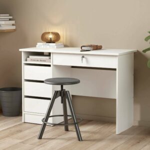 wohnli-moebel-suche-M26202202-1 Schreibtisch aus weißem Holz 109x49x76h cm 109x76x49cm Holz Weiß Dmora Möbel Büromöbel Schreibtische