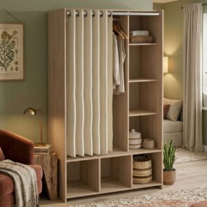 Großer Kleiderschrank in Eiche Braunn 105x48x180h cm 105x180x48cm Holz Braun Dmora Möbel Schlafzimmermöbel Schränke