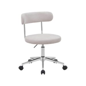 wohnli-moebel-suche-M26202761-1 Vintage-Bürostuhl mit Rollen und Stoffbezug beige 53x71x51cm PES - Polyester Beige sweeek Möbel Büromöbel Bürostühle