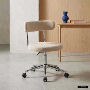 wohnli-moebel-suche-M26202761 Wohnli Möbelsuche - Vintage-Bürostuhl mit Rollen und Stoffbezug beige