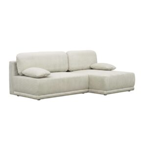 wohnli-moebel-suche-M26202766-1 3-Sitzer Ecksofa Ecke rechts Cordbezug greige 218x81x140cm Samt Beige sweeek Sofas und Sessel Sofas Ecksofas
