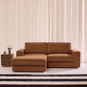 wohnli-moebel-suche-M26202768-1 3-Sitzer Ecksofa mit Cord in rostrot Ecke links 231x83x153cm Holz Braun sweeek Sofas und Sessel Sofas Ecksofas