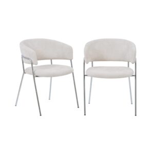 wohnli-moebel-suche-M26202778-1 2er-Set Sessel verchromtes Gestell Stoffbezug beige 57x77x58cm Stoff Beige sweeek Sofas und Sessel Sessel, Poufs und Fußbänke Sessel