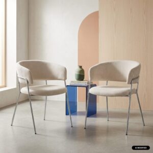 wohnli-moebel-suche-M26202778 Wohnli Möbelsuche - 2er-Set Sessel verchromtes Gestell Stoffbezug beige