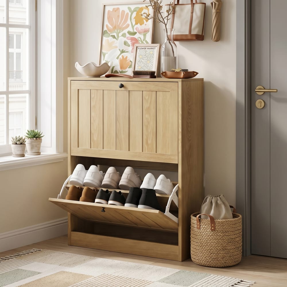 Wohnli Möbelsuche - Schuhschrank mit 2 Klappen 60x24x80cm