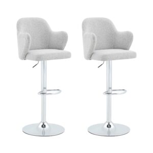 wohnli-moebel-suche-M26203840 Wohnli Möbelsuche - Lot de 2 Barhocker hellgrauer Stoff höhenverstellbar