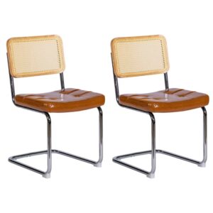 wohnli-moebel-suche-M26203848-1 4er-Set Esszimmerstühle PU karamell Rattan 53x85x47cm PVC - Polyvinlychlorid Braun Urban Meuble Möbel Esszimmermöbel Stühle