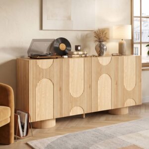 wohnli-moebel-suche-M26203882 Wohnli Möbelsuche - Anrichte mit 3D-Bogenmuster und 4 Türen in Holzoptik 160 cm
