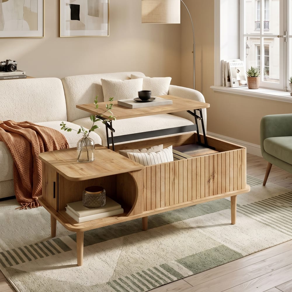 wohnli-moebel-suche-M26203893 Wohnli Möbelsuche - Höhenverstellbarer Couchtisch mit Schiebetür im Retro-Stil