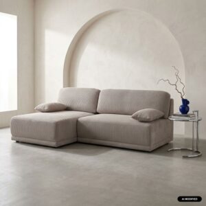 wohnli-moebel-suche-M26204831 Wohnli Möbelsuche - 3-Sitzer Ecksofa Ecke links mit Cordbezug taupe