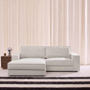wohnli-moebel-suche-M26204835-1 3-Sitzer Ecksofa mit Cord in creme Ecke links 231x83x153cm Holz Braun sweeek Sofas und Sessel Sofas Ecksofas