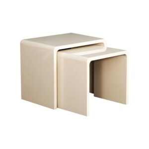 2er-Set Satztische creme mit Hochglanz-Oberfläche 56x48x40cm Spanplatte Beige sweeek Möbel Wohnzimmermöbel Couchtische
