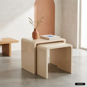 wohnli-moebel-suche-M26204862 Wohnli Möbelsuche - 2er-Set Satztische creme mit Hochglanz-Oberfläche