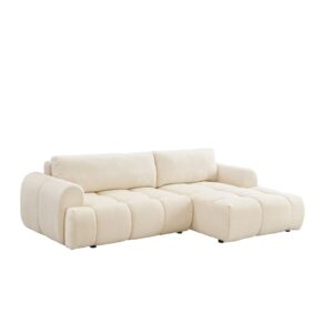 4-Sitzer-Cloud-Schlafsofa aus beigefarbenem Frotteestoff 121x43x160cm Stoff Beige Concept Usine Sofas und Sessel Sofas 2-Sitzer-Sofas & 3-Sitzer-Sofas