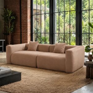 wohnli-moebel-suche-M26205712 Wohnli Möbelsuche - 4-Sitzer-Komprimiertes Sofa aus taupefarbenem Stoff mit Wolleffekt