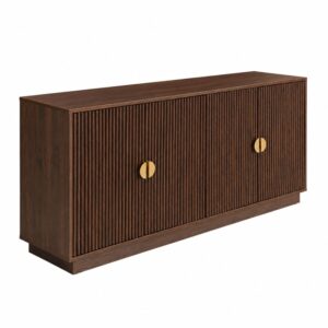 Walnuss-Effekt 4-türiges geriffeltes Sideboard 160 cm 160x40x76cm Spanplatte Braun Concept Usine Möbel Esszimmermöbel Sideboards, Highboards & niedrige Anrichten