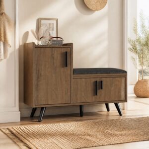 wohnli-moebel-suche-M26206663-1 Schuhbank aus Spanplatte natur mit Stauraum und Polsterung 100x69x34cm Spanplatte Braun Hauss Spole Möbel Flurmöbel Schuhschränke