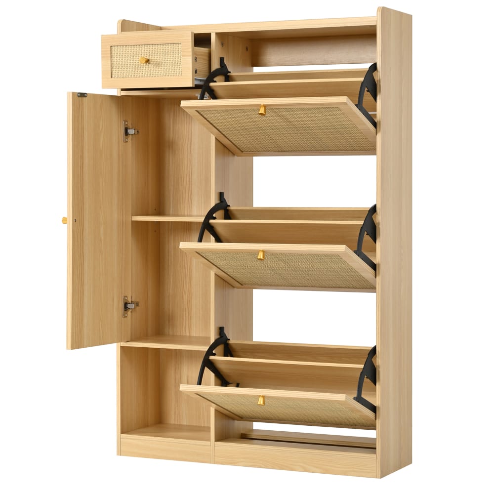 wohnli-moebel-suche-M26206668 Wohnli Möbelsuche - Schuhschrank im Rattan-Design aus Spanplatte natur