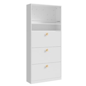 wohnli-moebel-suche-M26206671 Wohnli Möbelsuche - Schuhschrank aus Spanplatte weiß mit Klappfächern und Schubladen