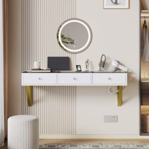 wohnli-moebel-suche-M26206680-1 Schminktisch zur Wandmontage aus Spanplatte weiß mit 3 Schubladen 120x45x40cm Spanplatte Weiß Hauss Spole Möbel Schlafzimmermöbel Schminktische