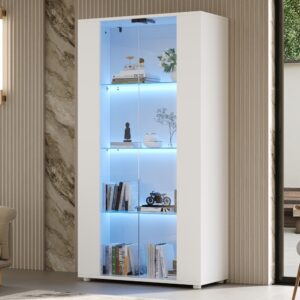 wohnli-moebel-suche-M26206692-1 Vitrinenschrank aus Spanplatte in Weiß mit 2 Glastüren 80x150x36cm Spanplatte Weiß Hauss Spole Möbel Esszimmermöbel Vitrine und Vitrinenschrank